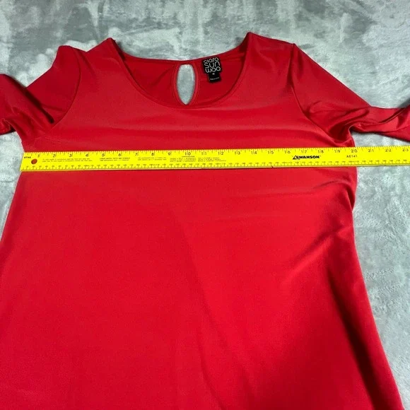 Clara Sun Woo Womens Dress Sz M Lagenlook Relaxed Casual Stretch Comfy Red - Picture 6 of 10